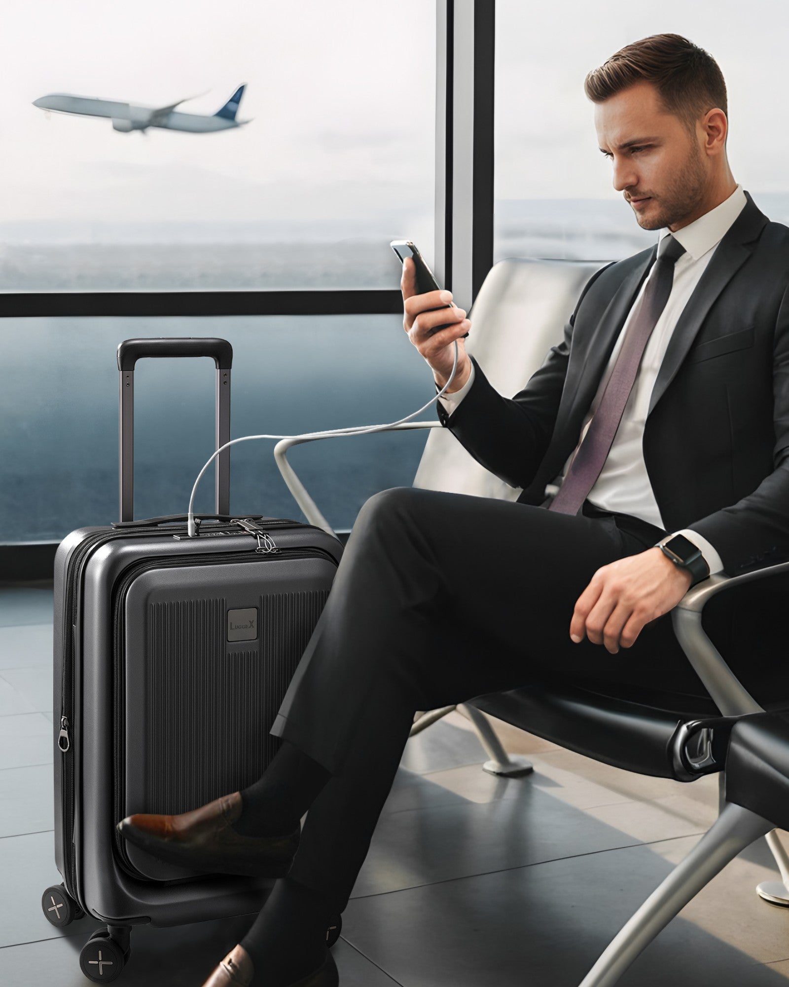 LUGGEX Smart Luggage Set | Front-Opening for Quick Access with USB Port (20/28)