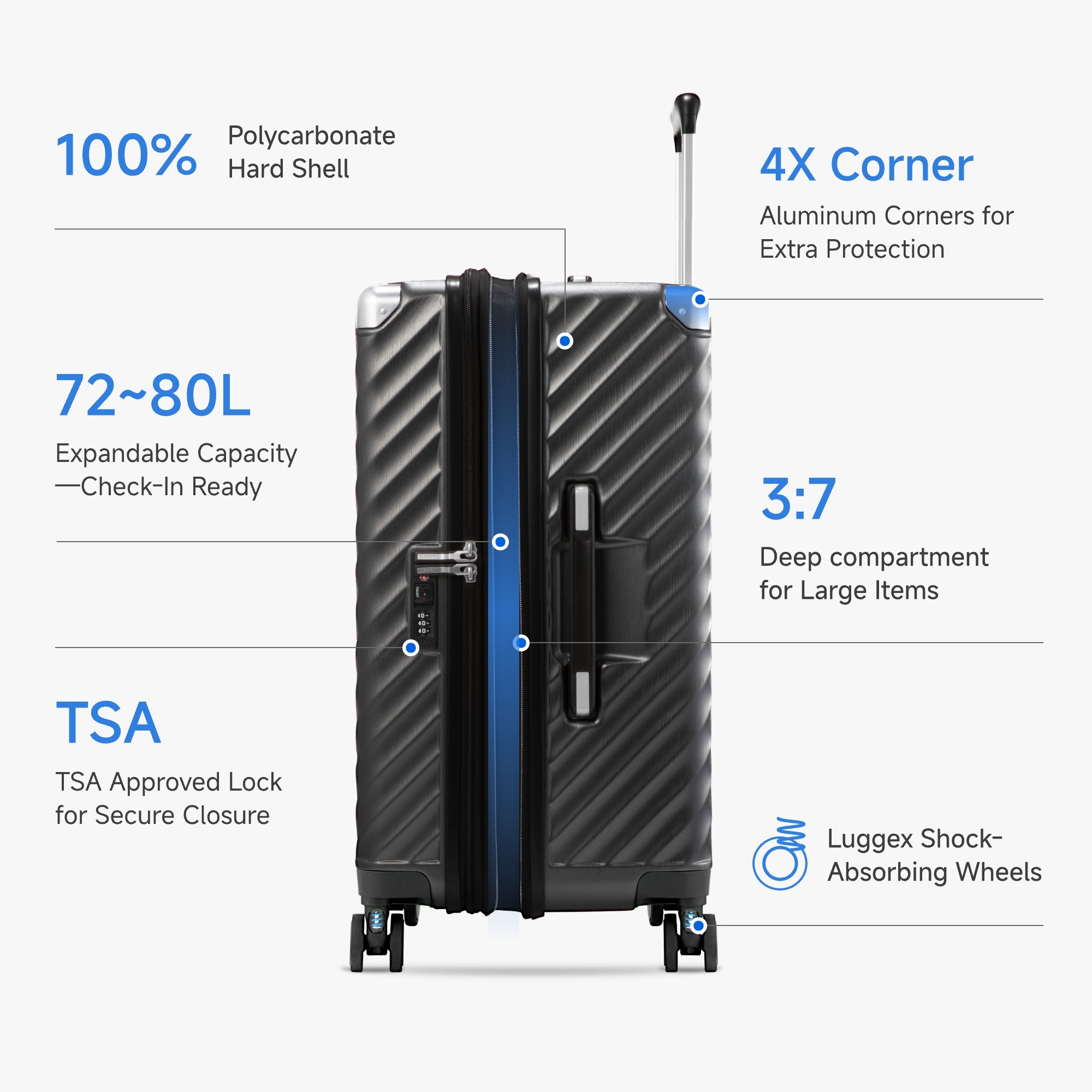 Luggex Adventure-Proof Trunk | Deep Capacity & Expandable Design(24 Inch) 24-Inch Black 1_1x_630ade07-95e6-4c6c-9f23-effd9c1b990c