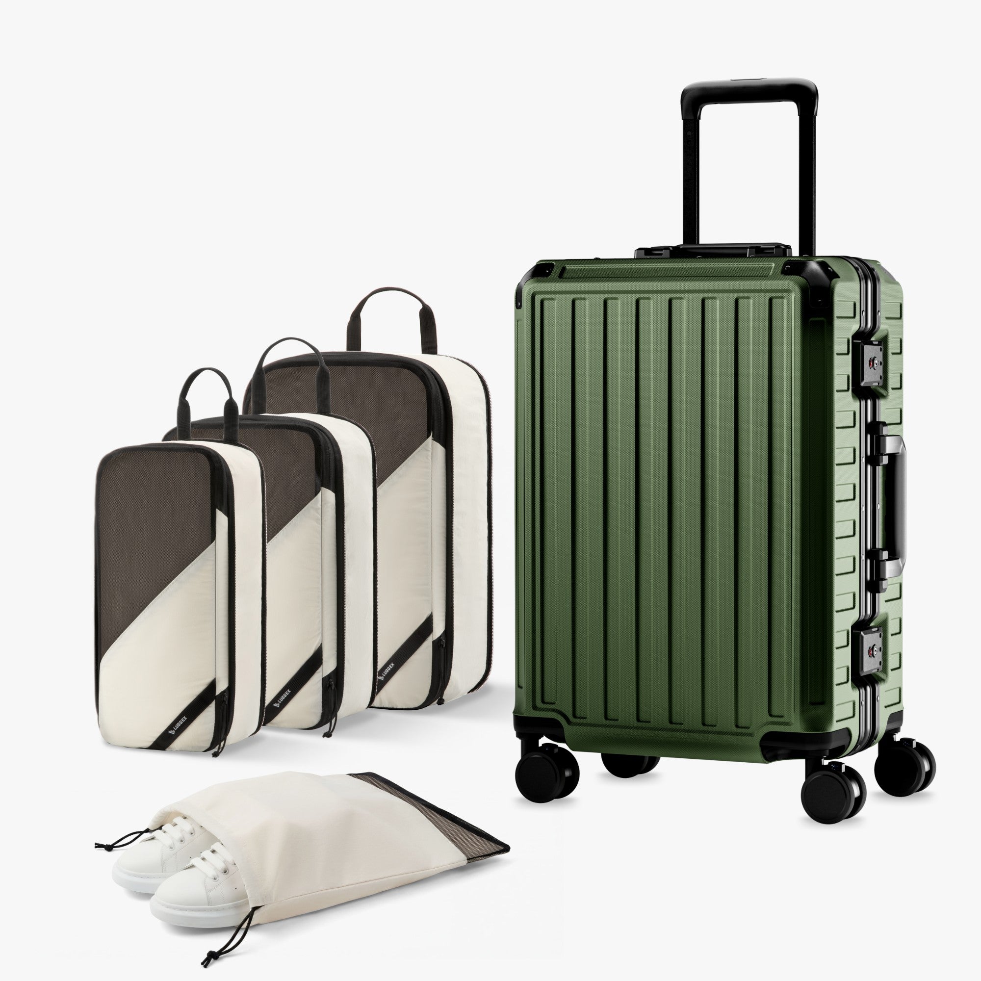 ZX Bigger Carry-on 21'' & Packing Cube Set | Zipperless Aluminum Frame, TSA Lock) Olive-green 21in_1x_1d72a5ba-9858-4a6b-a727-0316d9b7d383