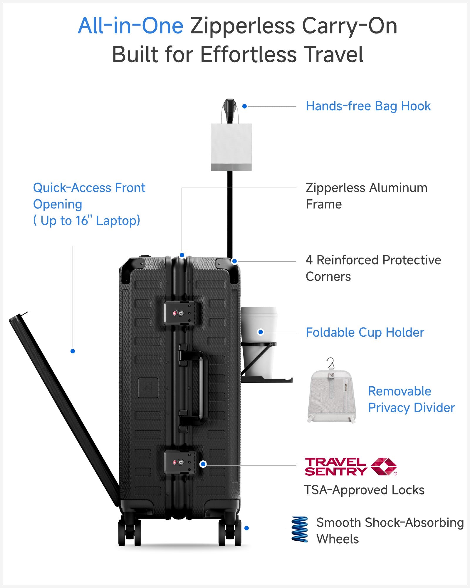 ZX All in One | Bigger Carry On | Zipperless Aluminum Frame & Front Open Black 2_1x_5d9b07f9-4f94-43e4-aa9d-05a0e0ed0908