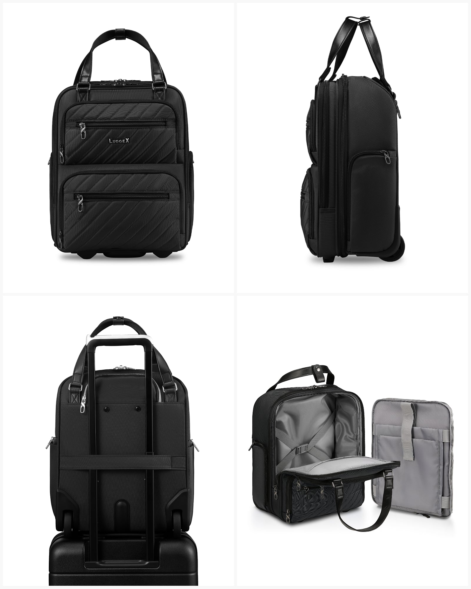 Luggex Underseat Carry On | Lightweight & Perfect for Short Trips (16 Inch) 16-Inch All Black