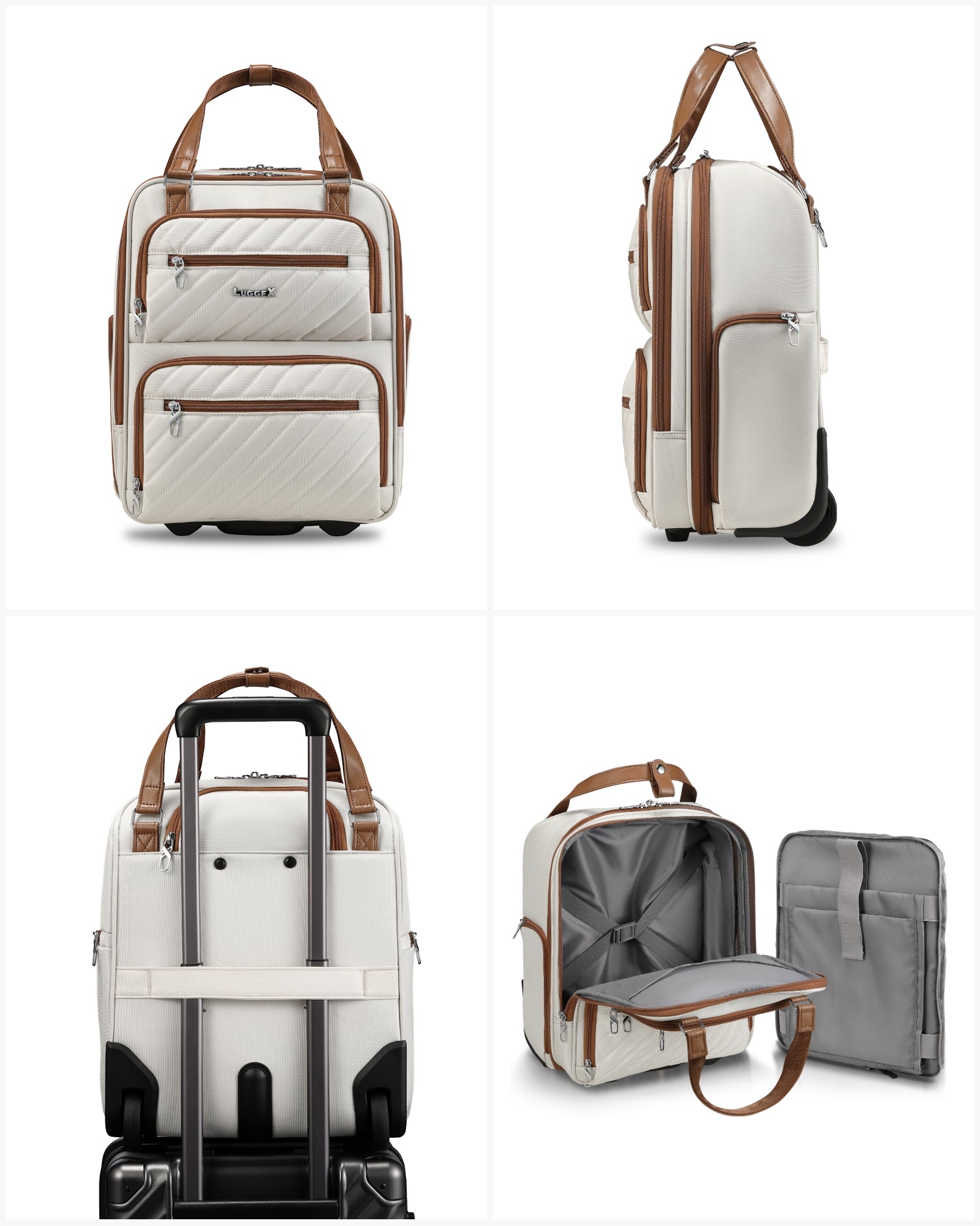 Luggex Underseat Carry On | Lightweight & Perfect for Short Trips (16 Inch) 16-Inch Cream White
