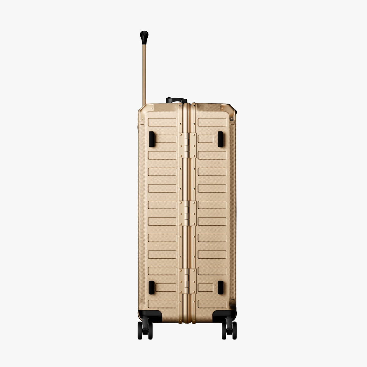 LUGGEX ZX 28-inch champagne gold suitcase, side view.