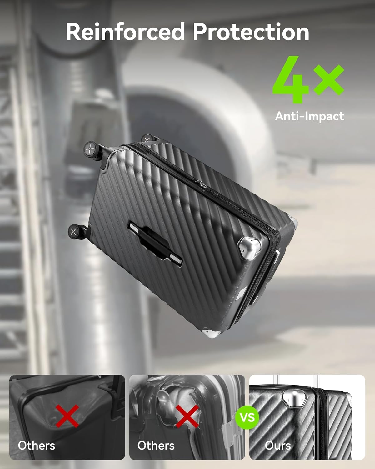 checked luggage is a durability champ.  Its fortified build can brave harsh conditions, shrugging off drops and rough handling to keep your belongings safe on every journey.