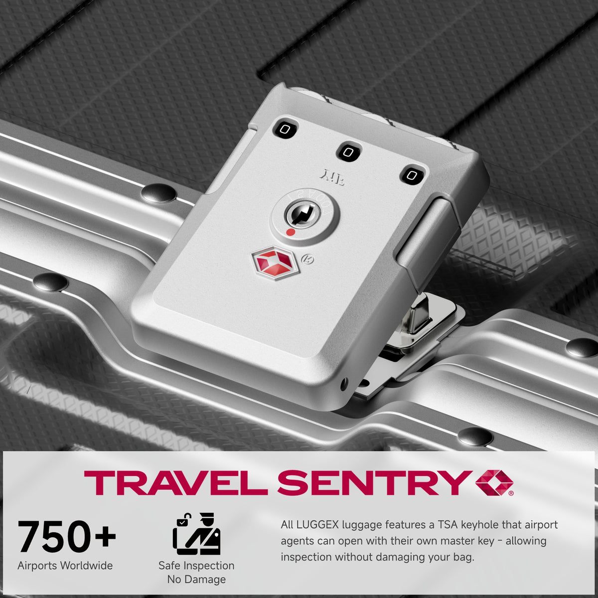 100% polycarbonate hard shell, and reinforced aluminum frame for durable protection and long-term travel use. #3:7 Trunk Structure for Deep Packing
The LUGGEX zipperless aluminum-frame 30-inch check-in suitcase with 100% polycarbonate hard shell, concentrates most of its capacity on the deeper main side, making bulky items easier to pack for extended trips.
#color_black #show