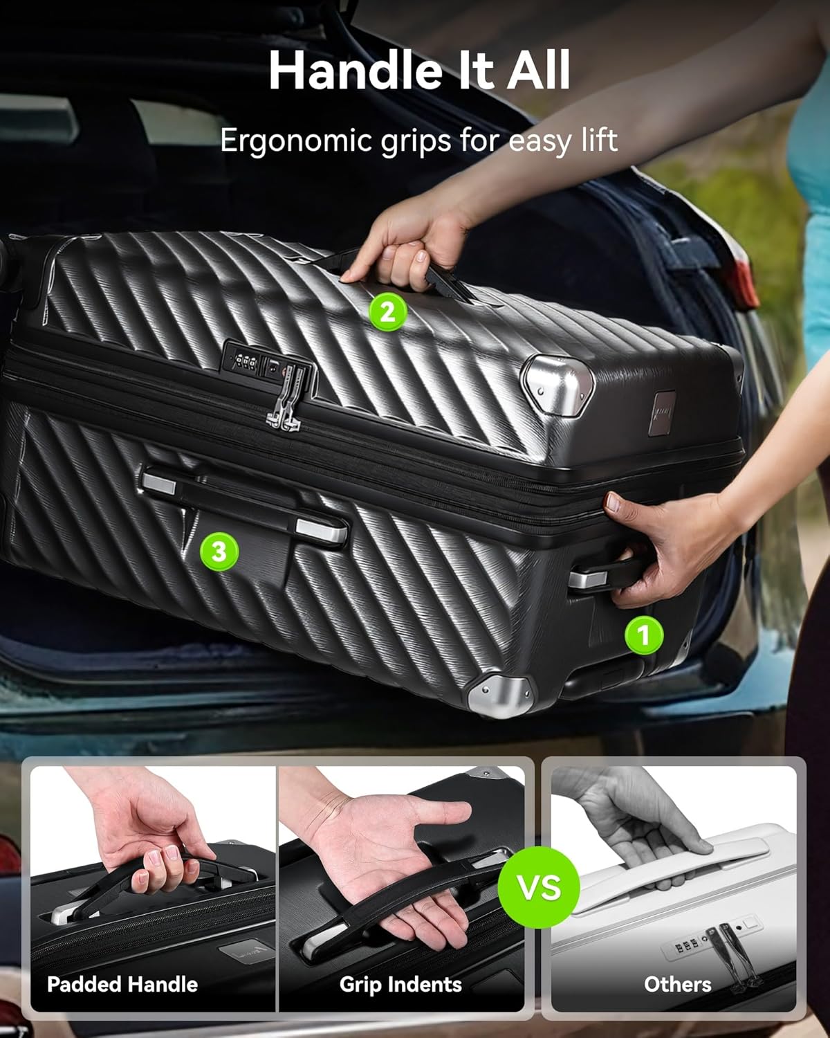 Ergonomic luggage grips for easy lifting checked bags during travel. Secure, durable handles with airport-friendly design for hassle-free journeys.