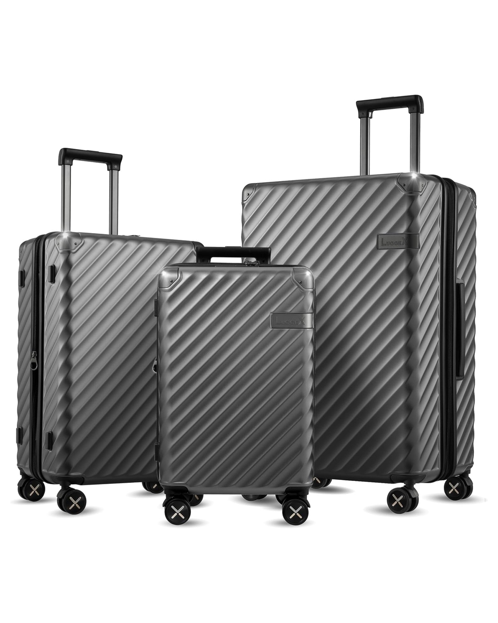 Premium 100% Polycarbonate Hardshell Luggage Set - Aluminum-Reinforced Frame, Lightweight and Durable Suitcases with Fashionable Travel Design
#color_charcoal