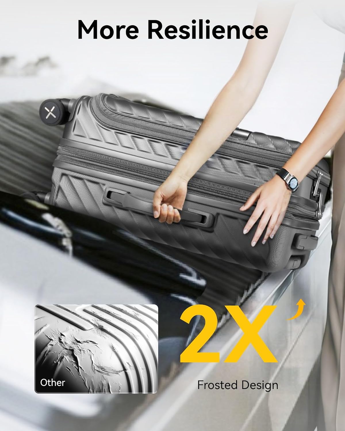 Gold Lightweight Durable 100% Polycarbonate Hard Shell Carry On Luggage, TSA-Approved Spinner Suitcase with Scratch-Resistant Design for Air Travel