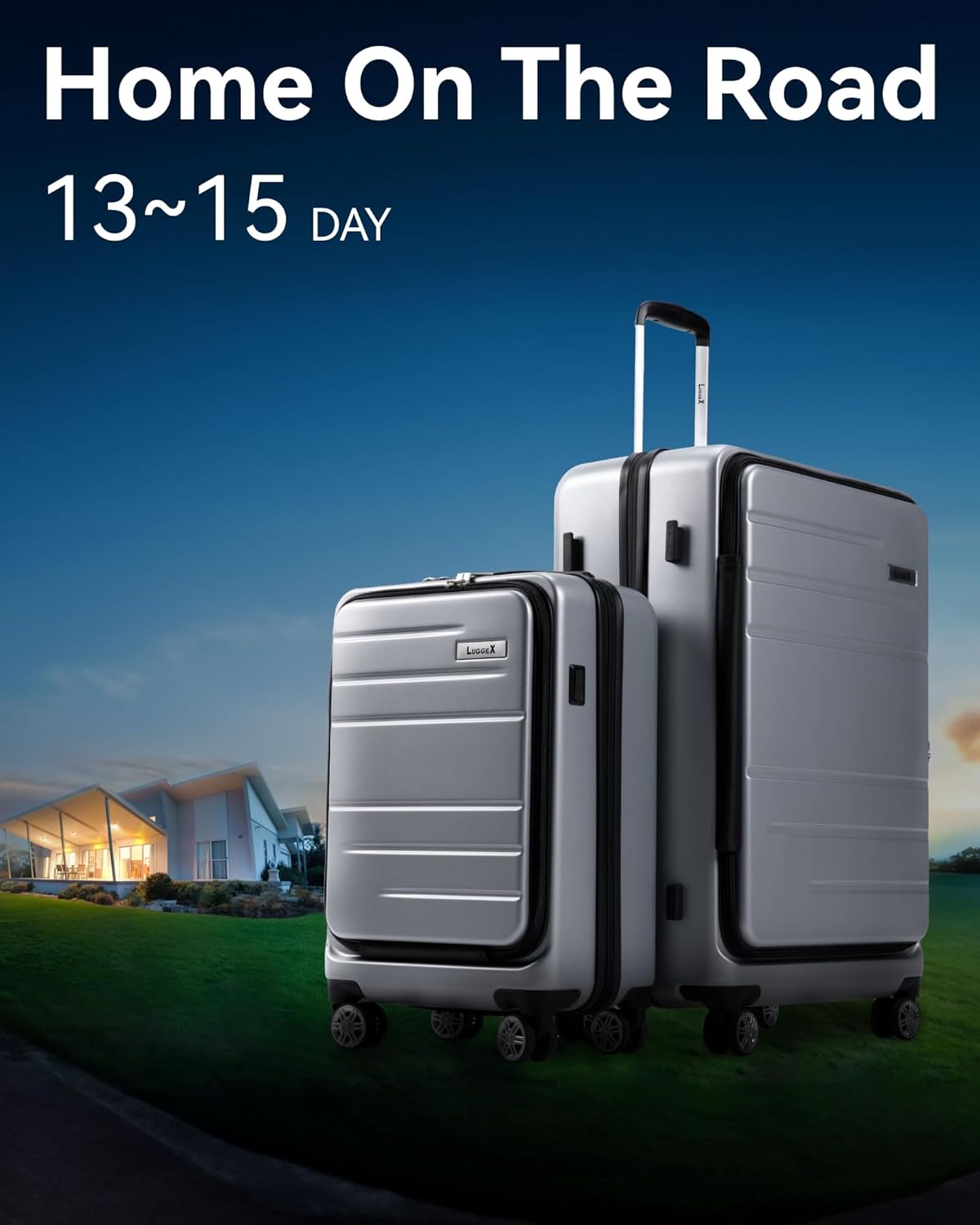 22x14x9 Inch Luggage Set with 100% Polycarbonate Hard Shell, Laptop-Friendly Compartment & Fashion-Forward Design for Stylish Travelers
