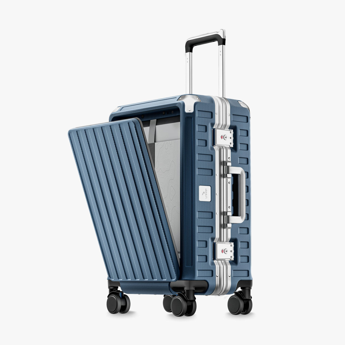 LUGGEX ZX All-in-One Carry-On in Blue — Front-Open Laptop Compartment, Aluminum Frame #color_blue