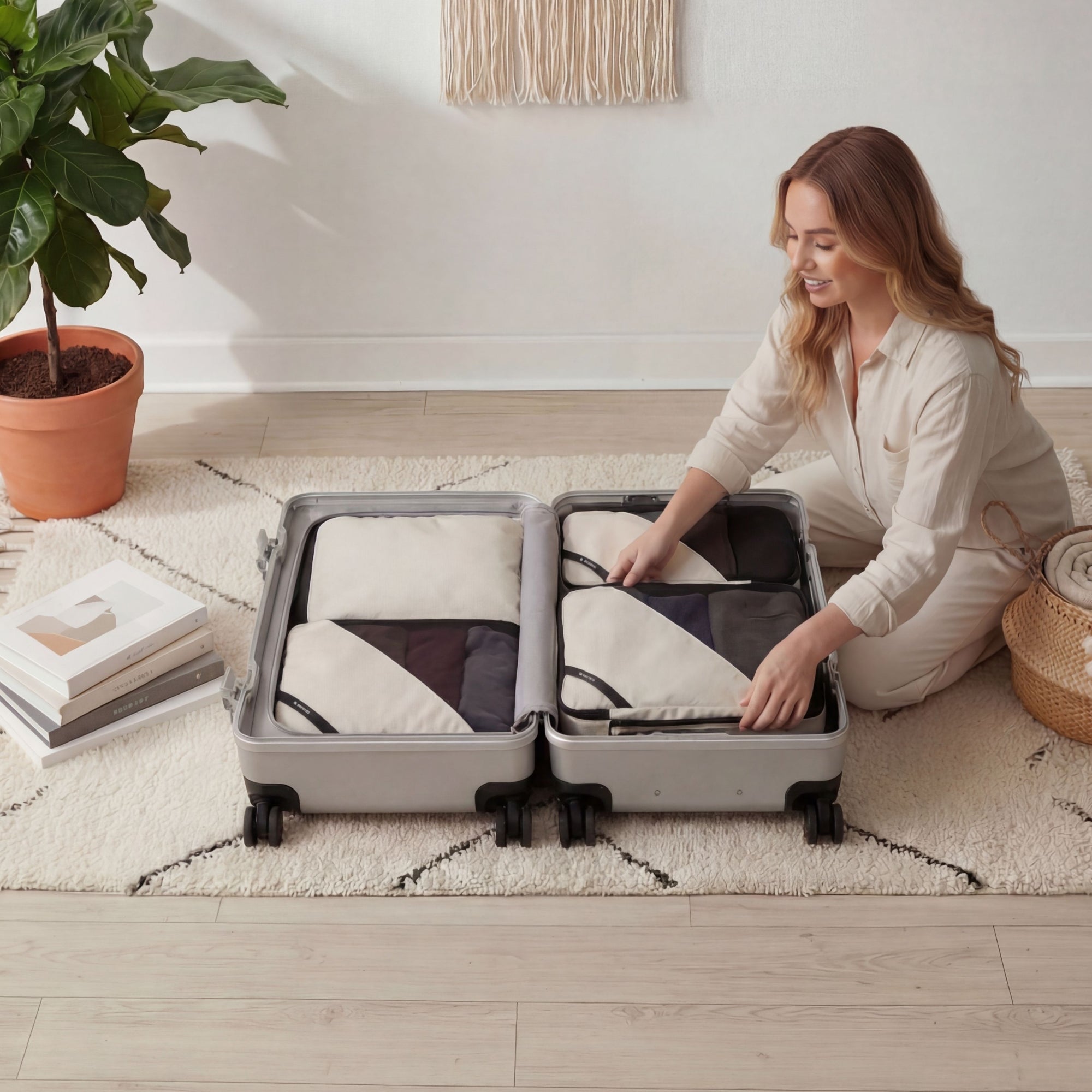 ZX Check-In 30'' Trunk & Packing Cube Set | Zipperless Aluminum Frame, TSA Lock Black POX-4-lifestyle_images