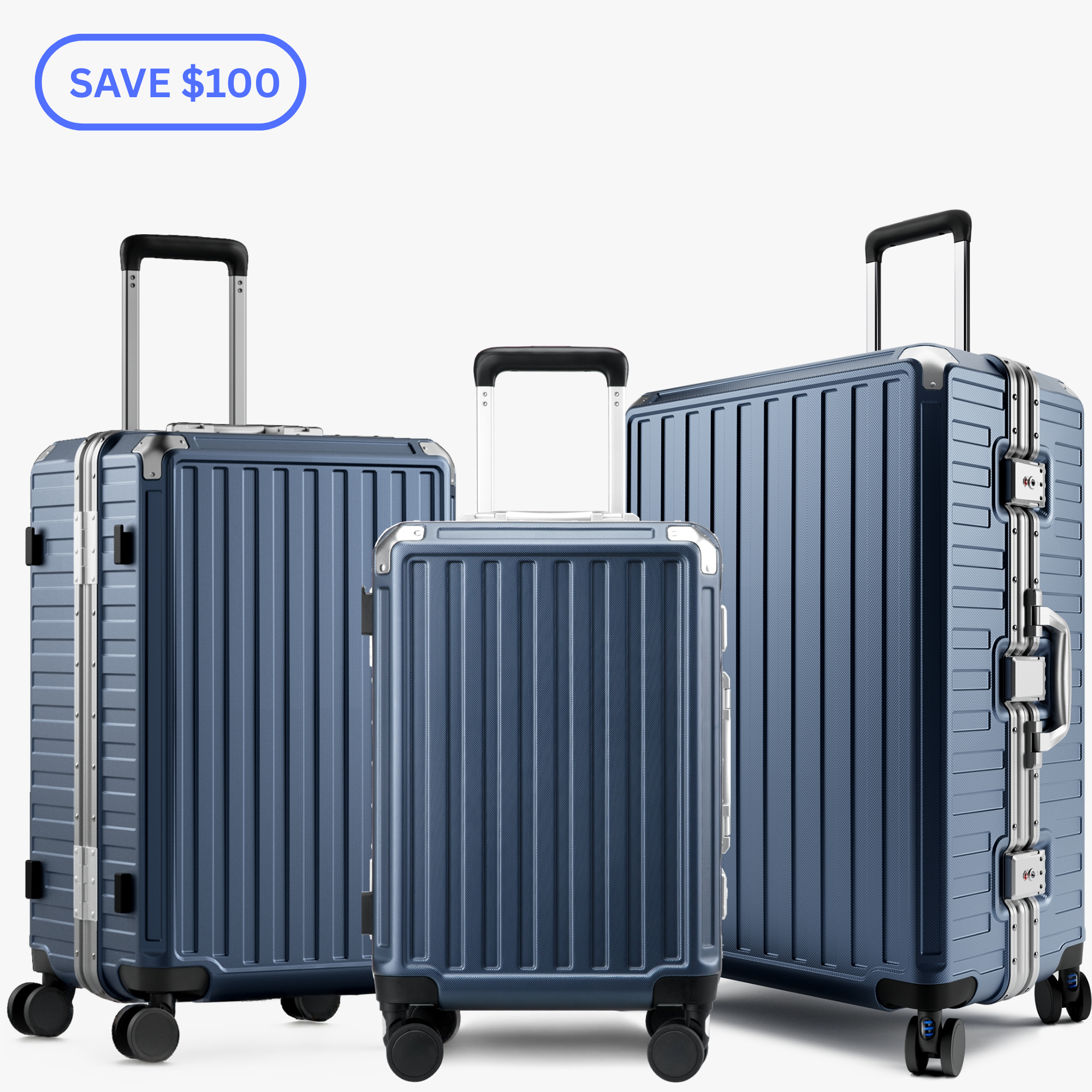 Luggex Fast Access Luggage Set | Zipperless, Maximum Security & Sleek (20/24/28) Zipperless SAVE_100