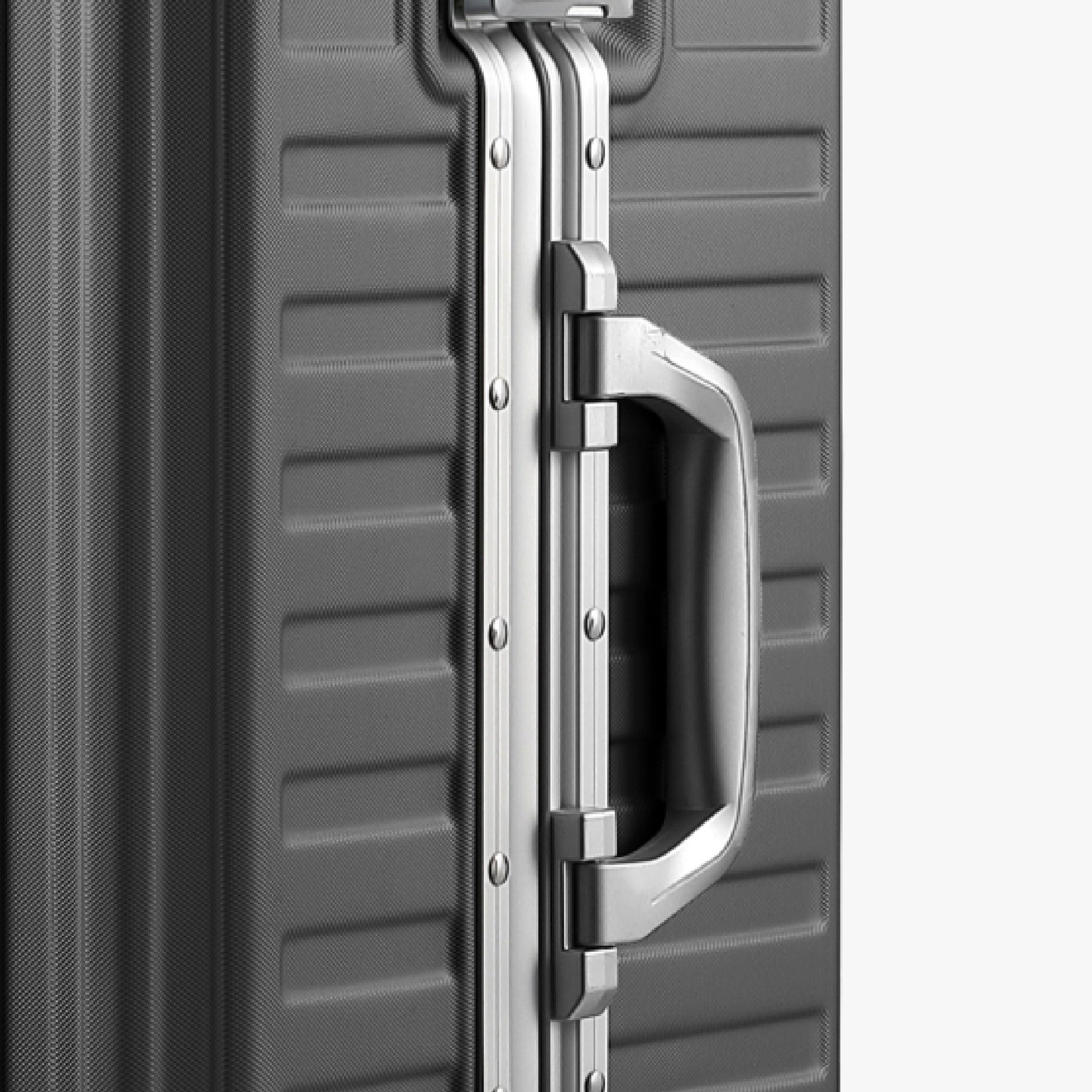 LUGGEX aluminum frame luggage suitcase set, 20-inch carry-on and 28-inch checked luggage with comfort grip side handle and smooth rebound design