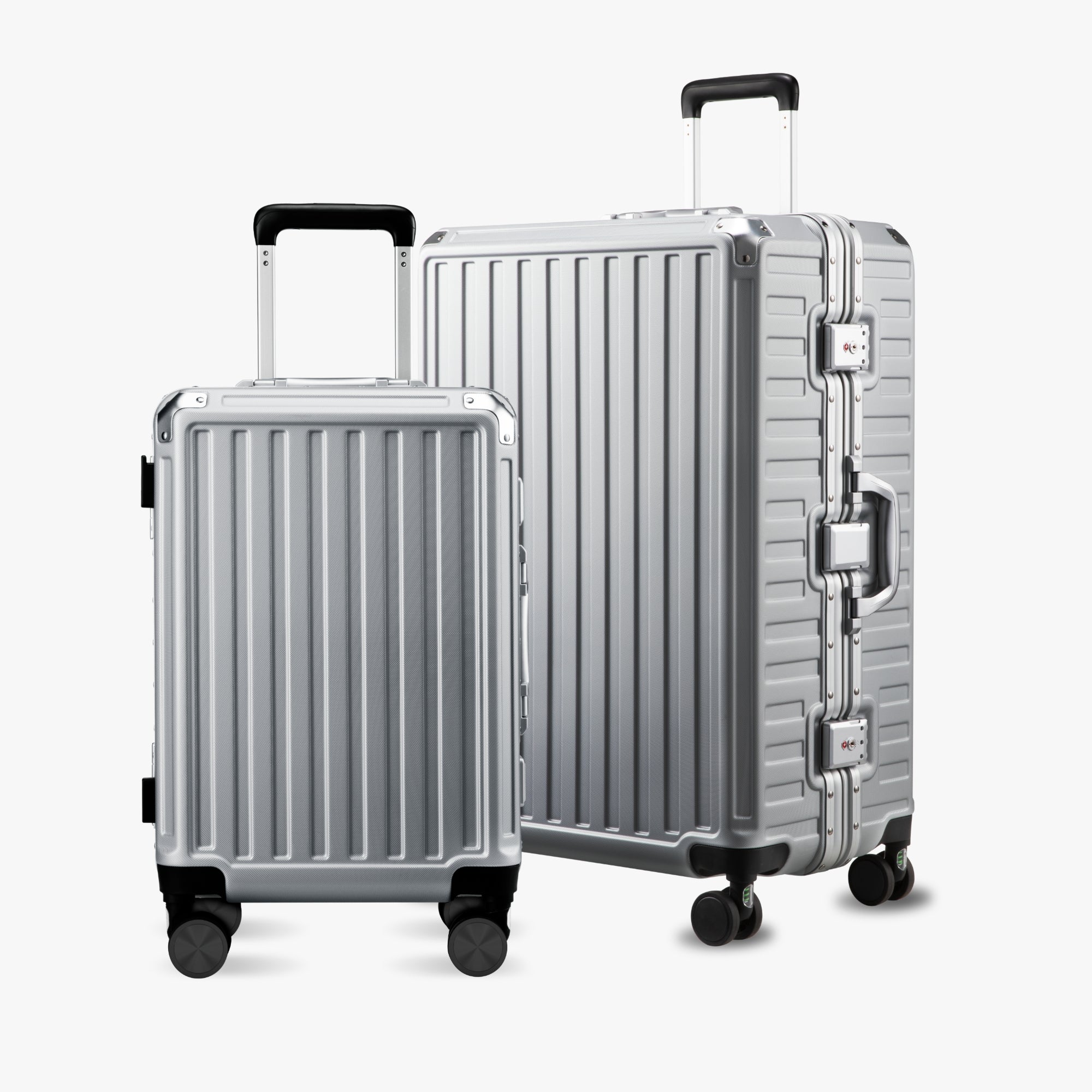 LUGGEX aluminum frame luggage suitcase set, 20-inch carry-on and 28-inch checked luggage with TSA locks and spinner wheels