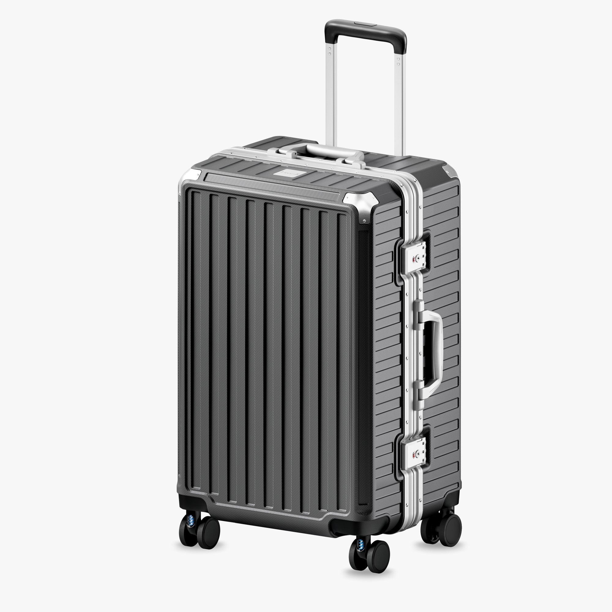 LUGGEX 24-inch aluminum-frame zipperless middle check-in suitcase with TSA-approved lock and smooth spinner wheels. #color_charcoal