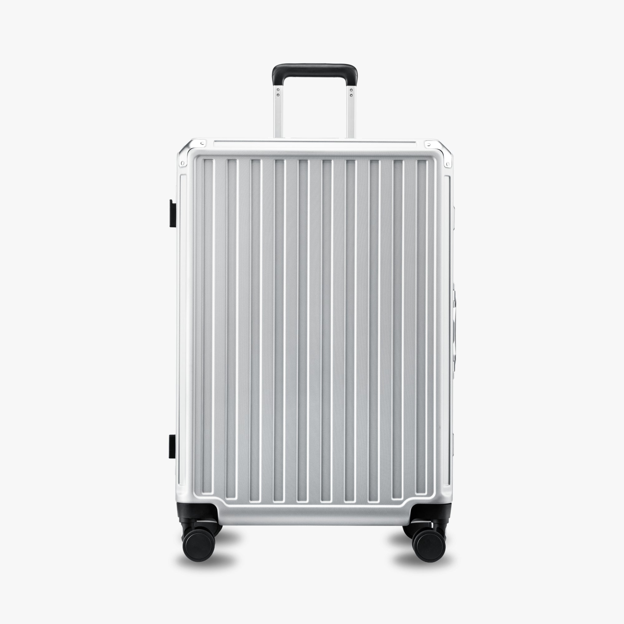 Luggex 28-inch aluminum frame check-in luggage suitcase, external dimensions 29.5x20.3x12.2 in, internal 25.9x18.7x12 in, weight 12.4 lb, capacity 103L-sliver-grey