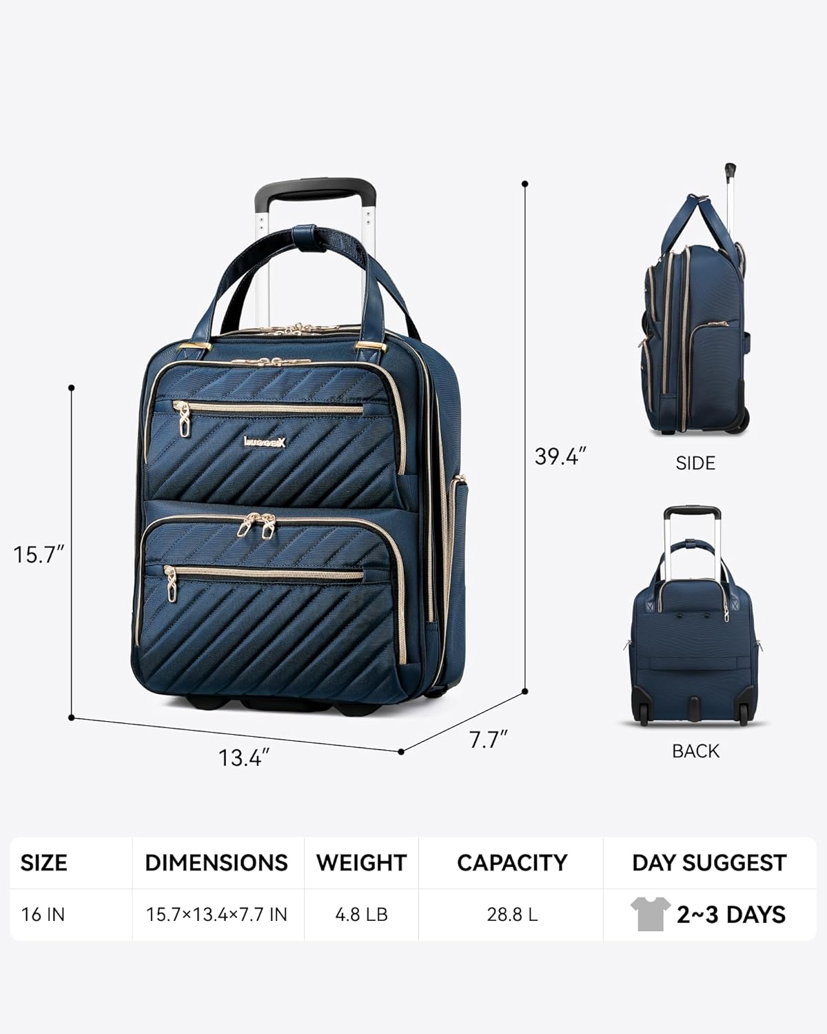 Compact Underseat Carry-On Luggage with Smooth-Rolling Wheels, Airline-Approved Size for Effortless Cabin Travel - Durable Design Fits Perfectly Under Plane Seats.