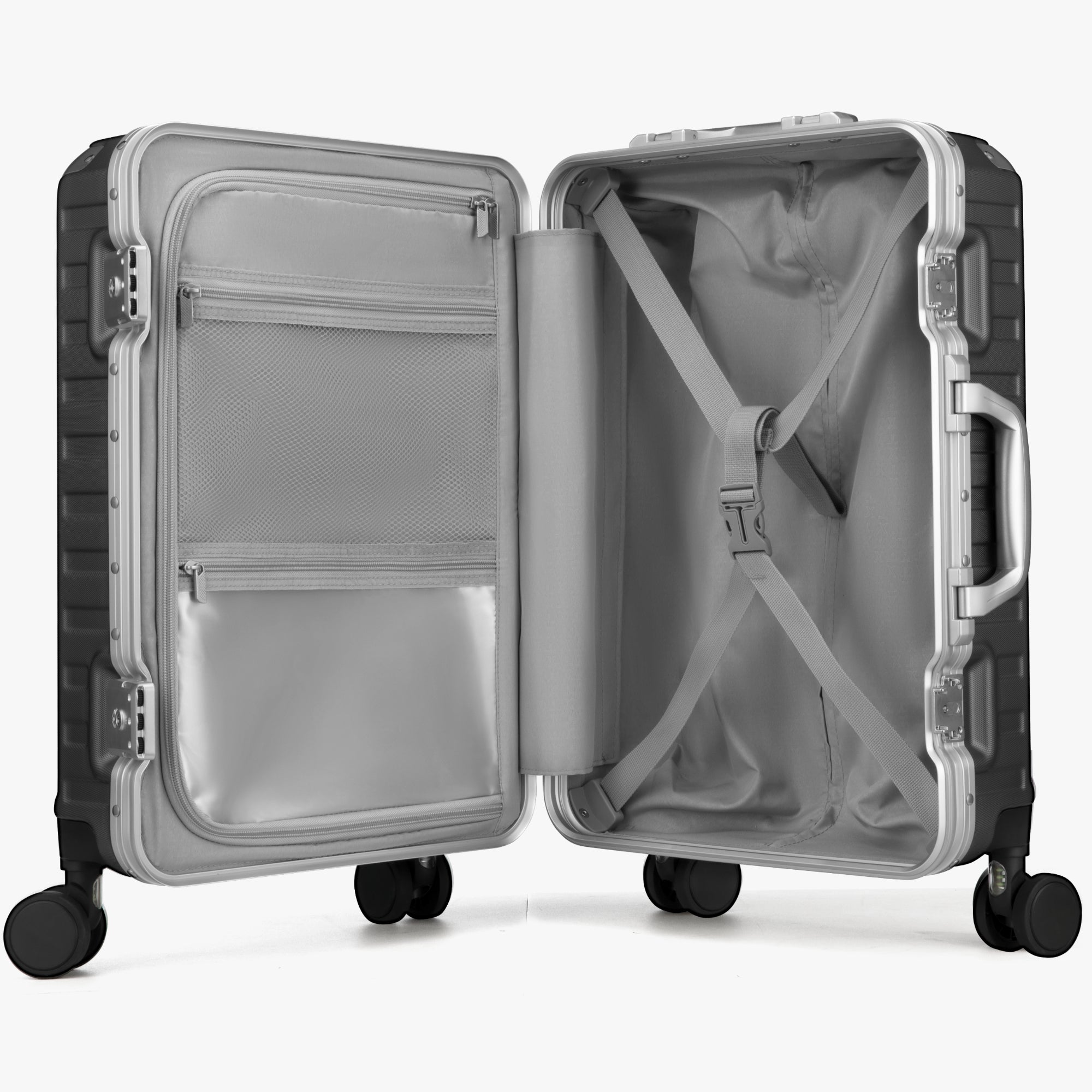 LUGGEX carry-on luggage suitcase with spacious interior, cross straps and waterproof pocket
#color_charcoal