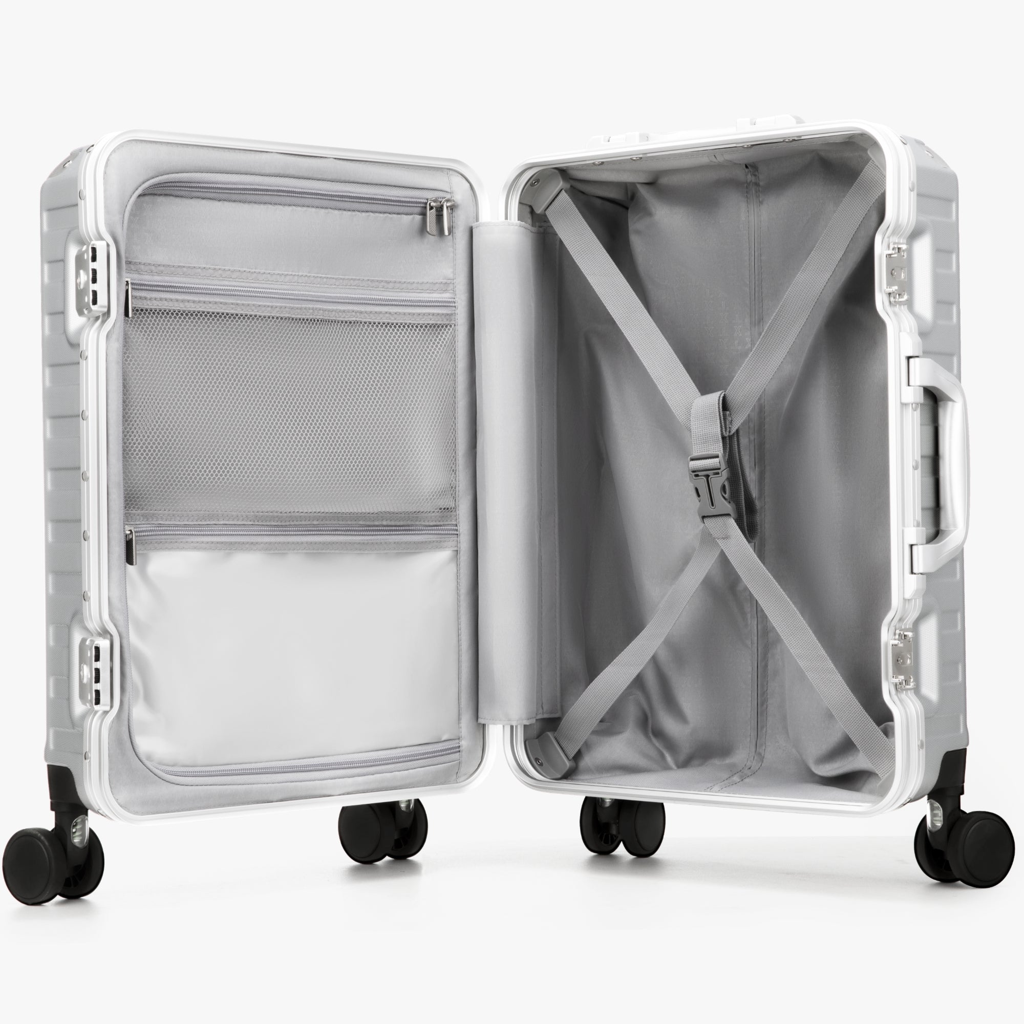 LUGGEX carry-on luggage suitcase with spacious interior, cross straps and waterproof pocket
#color_silver-gray