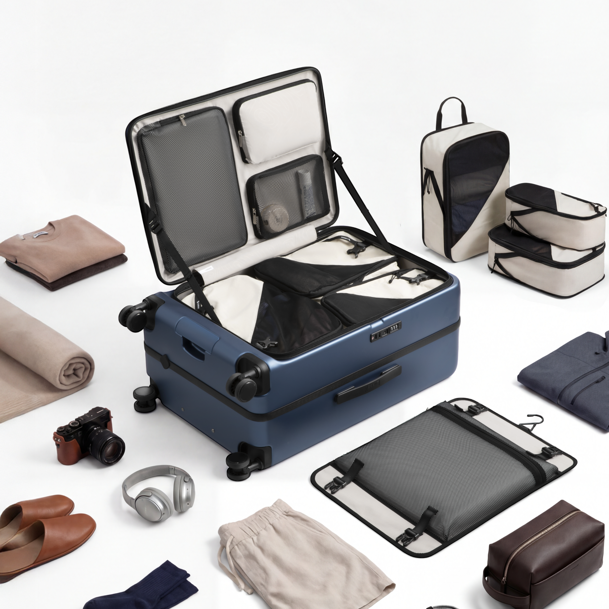 LUGGEX FLA front open check-in suitcase with a deep main compartment, front-open design, and organized interior—designed to fit bulky items with ease.
#show #color_blue