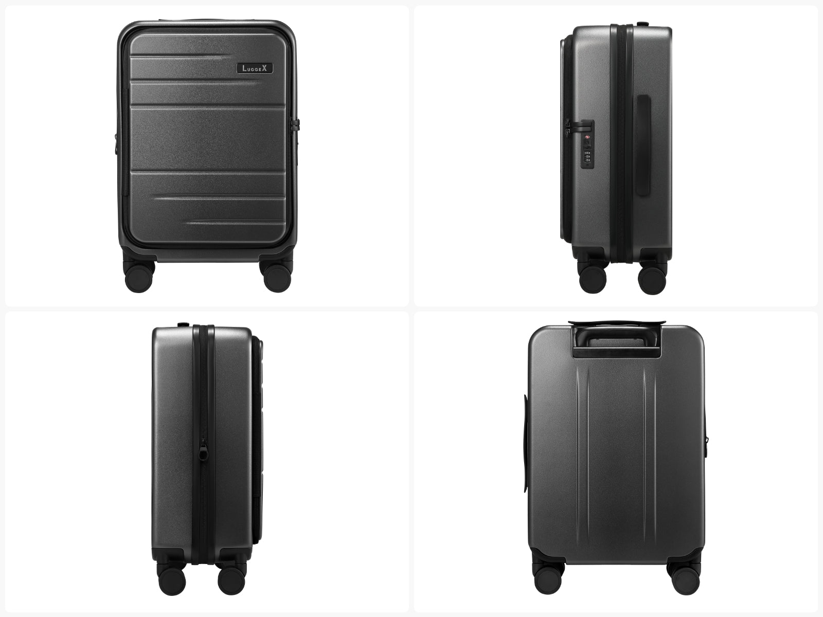 “Front view of LUGGEX FLO Lite 20-inch black carry-on luggage with durable hard-shell design and spinner wheels.”
“Side view of LUGGEX FLO Lite 20-inch black carry-on suitcase showing TSA-approved lock and front-opening hard-shell build.
“Profile view of LUGGEX FLO Lite 20-inch black carry-on luggage with protective hard-shell and spinner wheels.”
“Back view of LUGGEX FLO Lite 20-inch black carry-on suitcase with raised back design to prevent scratches.”