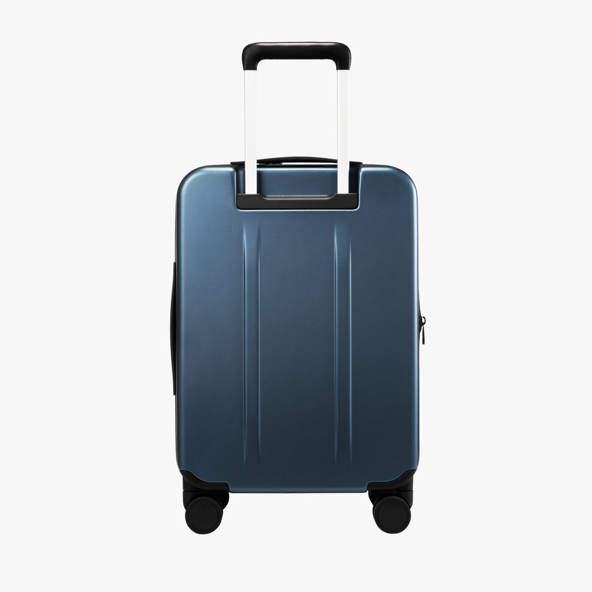 Back view of LUGGEX FLO 5 Core 20-inch 100% polycarbonate carry-on suitcase with retractable handle and smooth design.