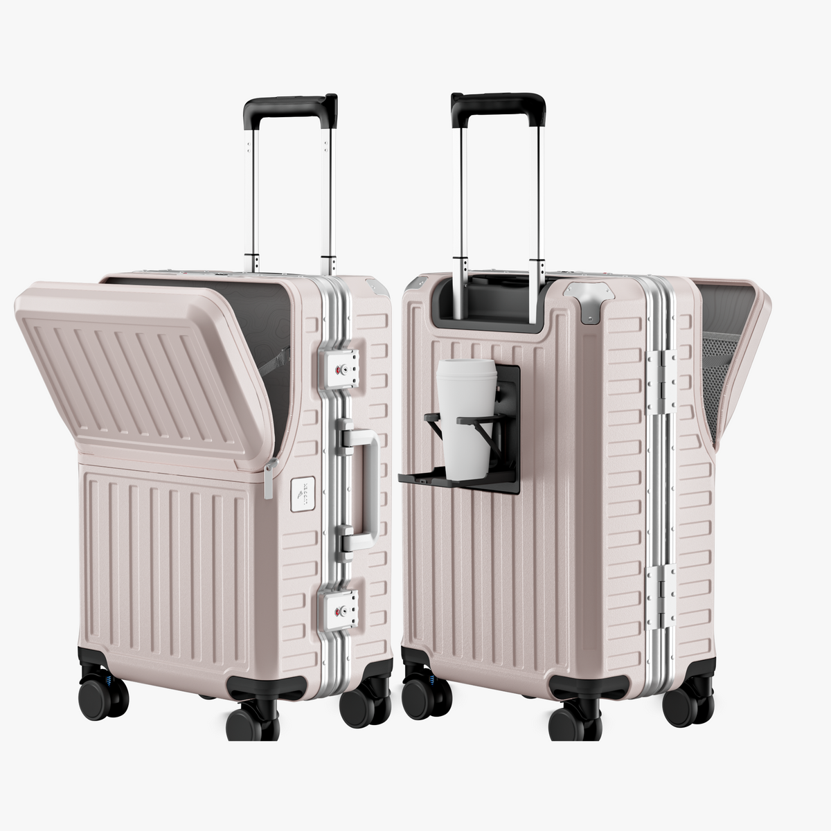 LUGGEX SF81-M1 21-inch Blush Pink carry-on, two views open #color_pink