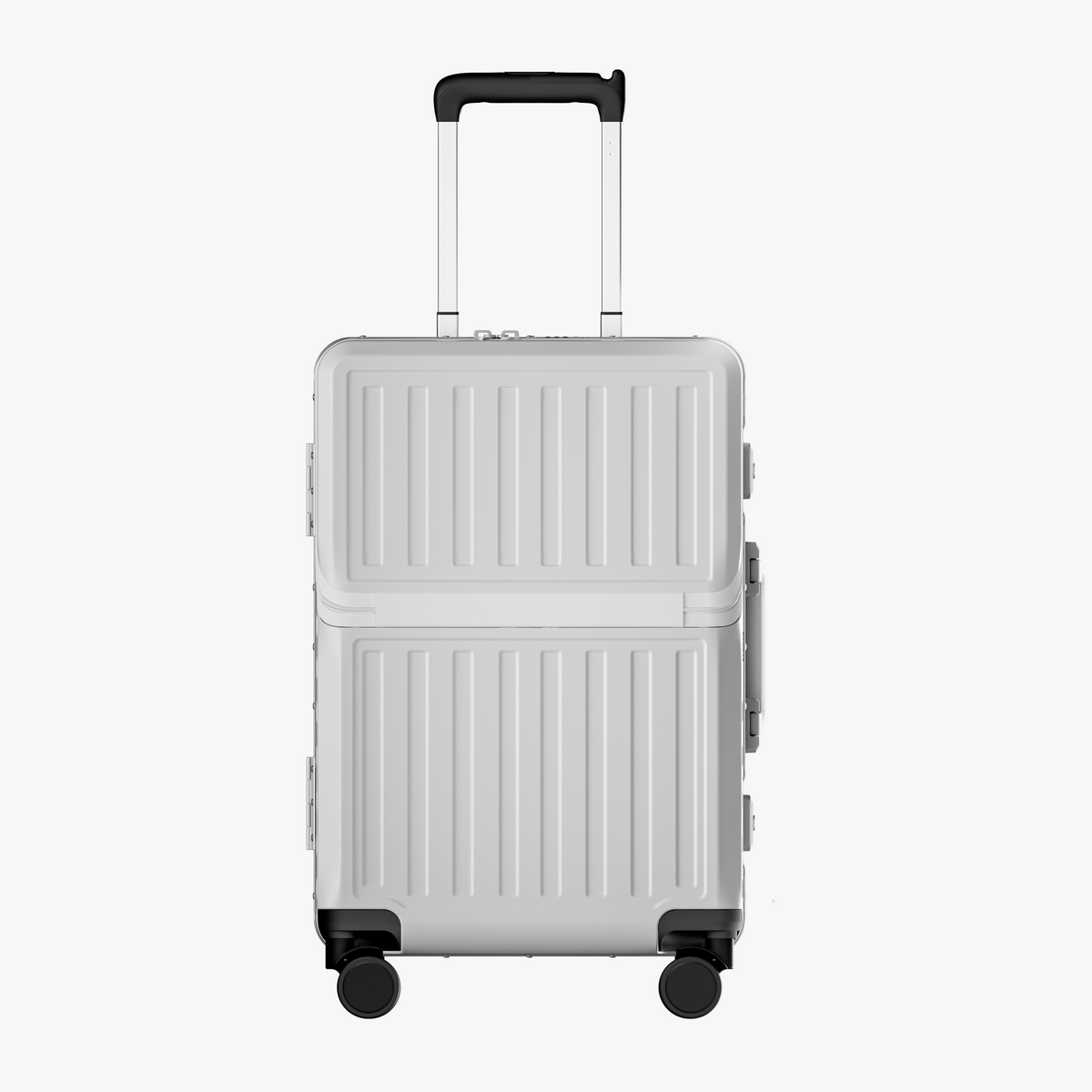 LUGGEX SF81-M1 21-inch Pearl Silver carry-on, front closed #color_silver-gray