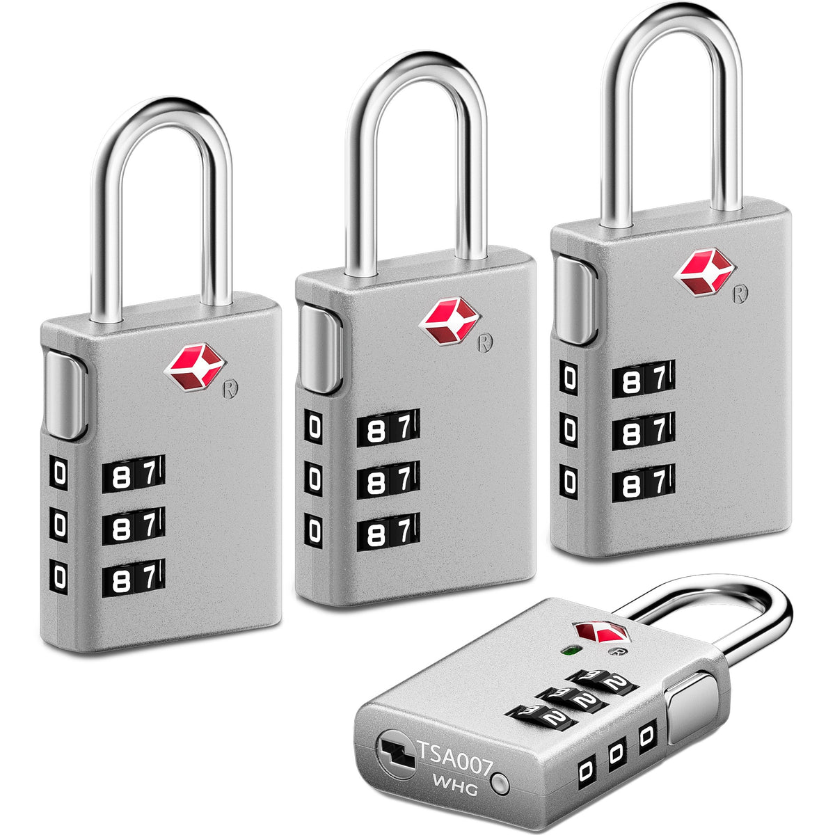 LUGGEX TSA Approved Keyless Luggage Locks | 4-Digit Combination, 4 Packs