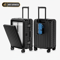 LUGGEX ZX All-in-One Carry-On in All Black — Front-Open Laptop Compartment, Aluminum Frame #color_black