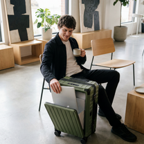 ZX All in One | Bigger Carry On | Zipperless Aluminum Frame & Front Open 124#color_olive_green