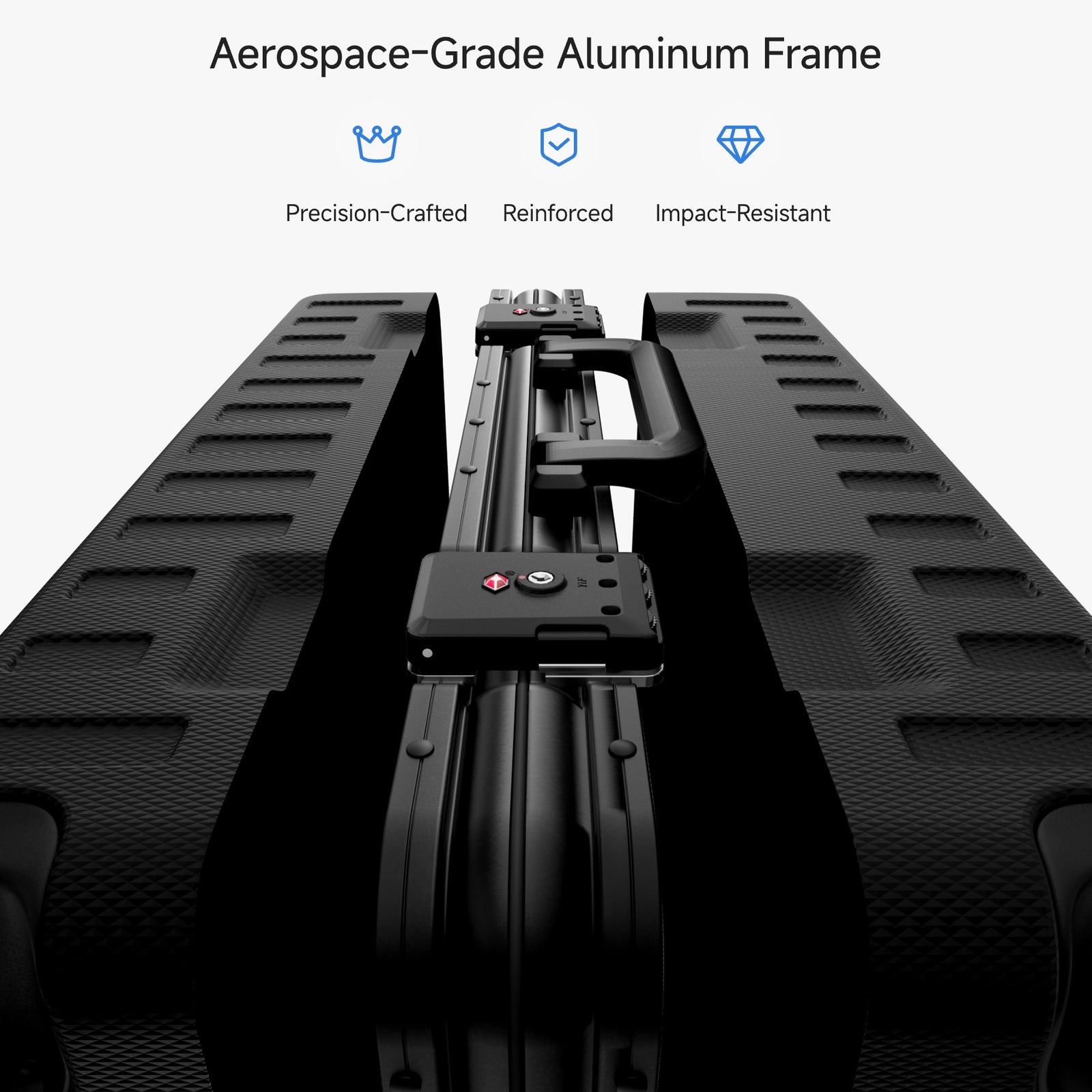 100% polycarbonate hard shell, and reinforced aluminum frame for durable protection and long-term travel use. 
