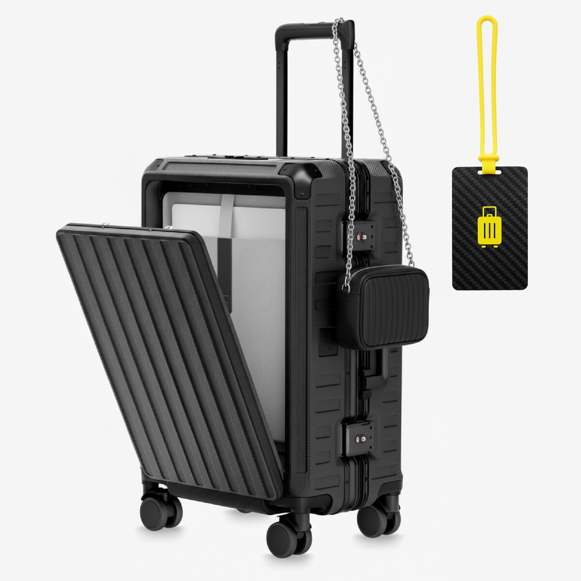 ZX All in One | Bigger Carry On | Zipperless Aluminum Frame & Front Open Black 20260331-102251