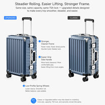 100% polycarbonate hard shell, and reinforced aluminum frame for durable protection and long-term travel use. 
