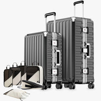 100% polycarbonate hard shell, and reinforced aluminum frame for durable protection and long-term travel use. #LUGGEX  aluminum-frame zipperless luggage set with 100% polycarbonate hard shell, TSA-approved locks, and smooth spinner wheels for durable, secure travel.

#color_charcoal #show