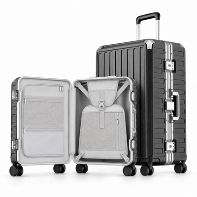 100% polycarbonate hard shell, and reinforced aluminum frame for durable protection and long-term travel use. 