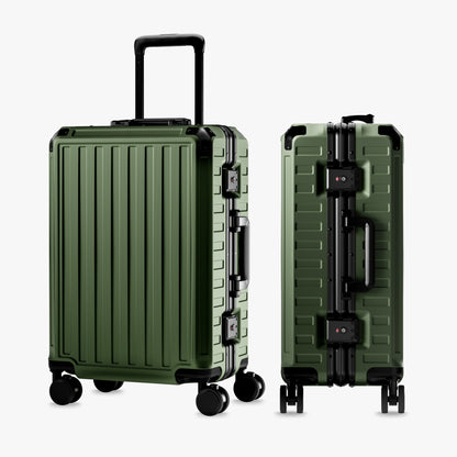 Designed for travelers who need extra space without checking in, the LUGGEX 21-inch zipperless carry-on features a reinforced aluminum frame, secure dual TSA locks, and smooth 360° spinner wheels for confident, effortless travel. #color_olive_green