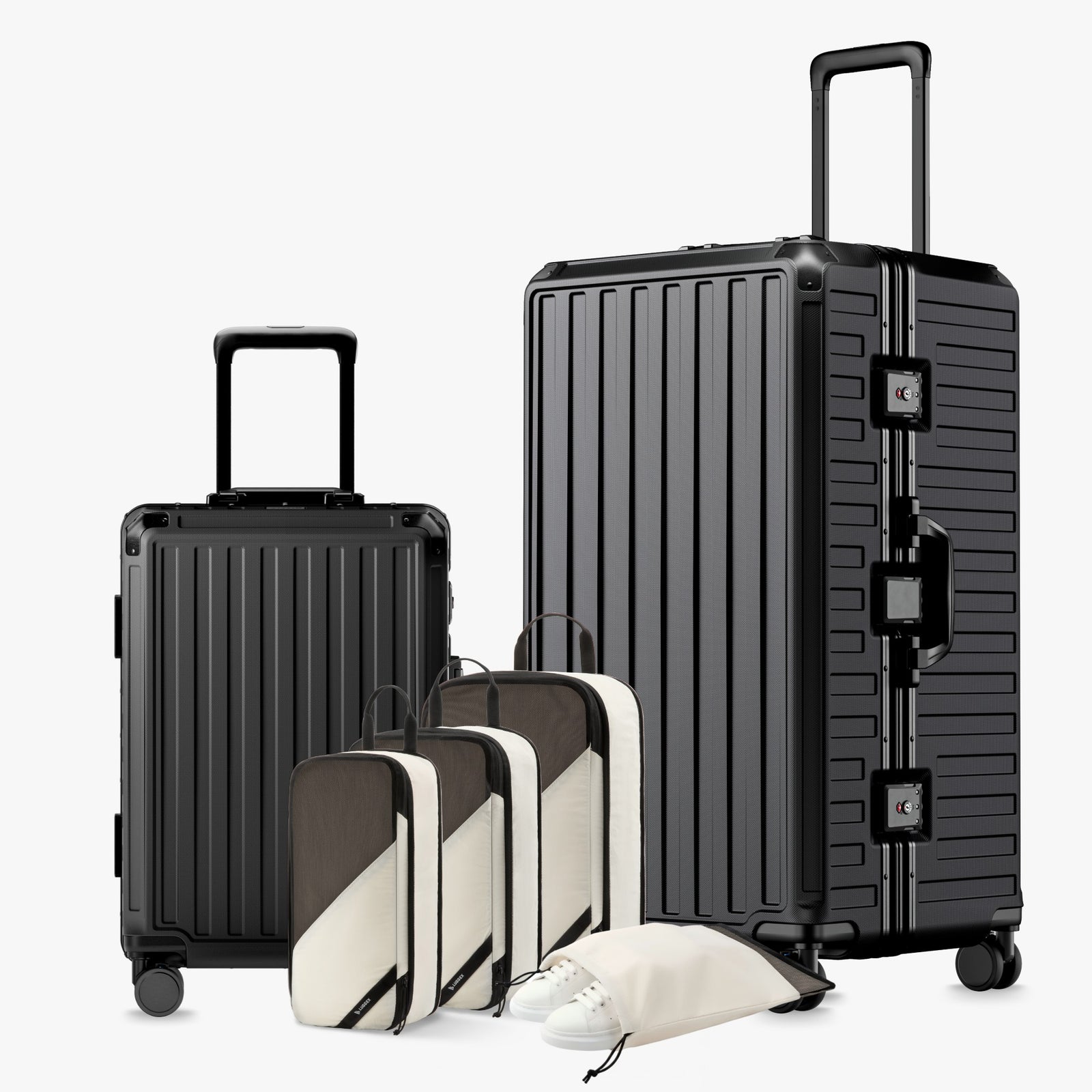 100% polycarbonate hard shell, and reinforced aluminum frame for durable protection and long-term travel use. 