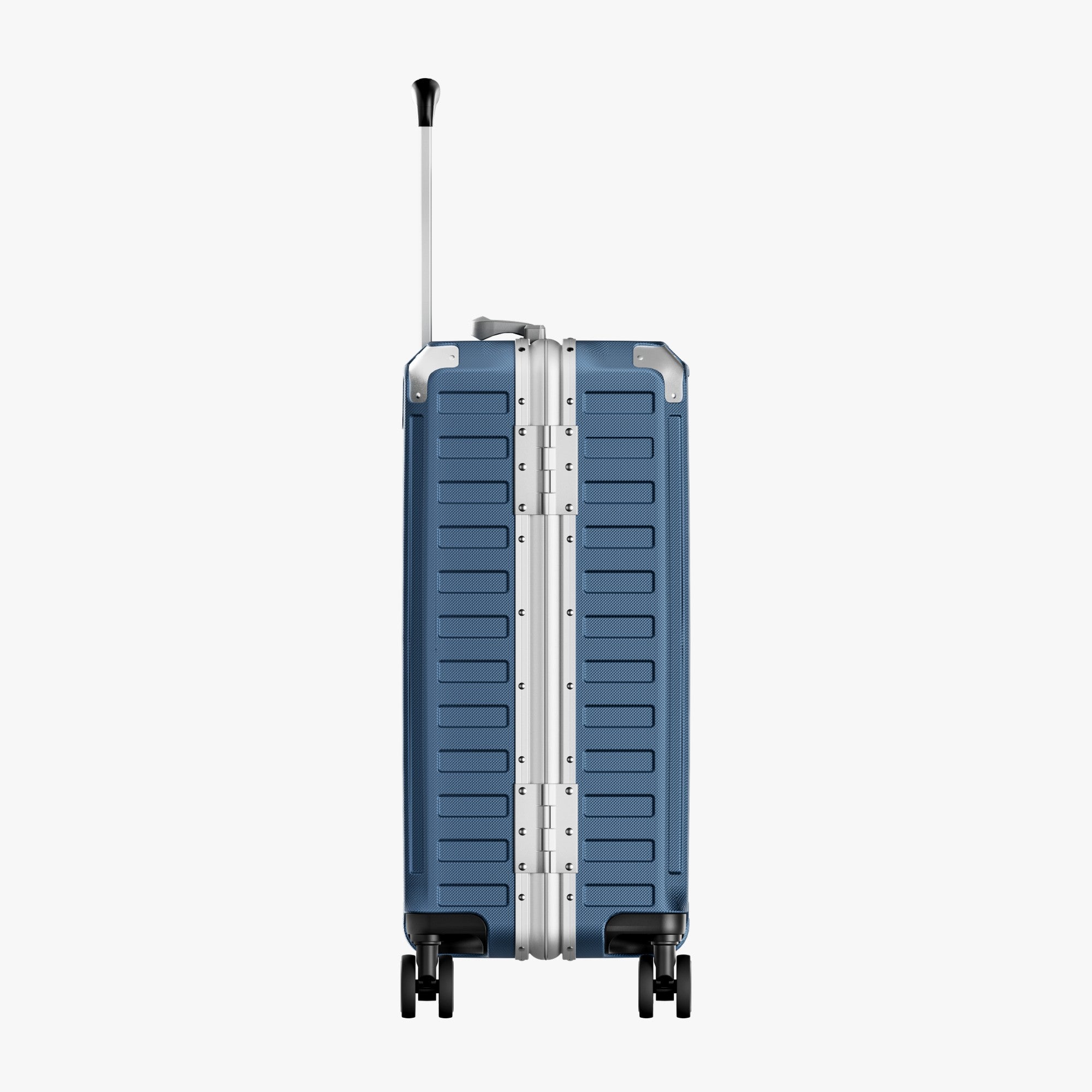 LUGGEX Zipperless aluminum 22-inch check-in luggage with a 4-stage adjustable handle, reinforced corners, dual TSA-approved locks, removable privacy divider, and shock-absorbing spinner wheels. #color_blue