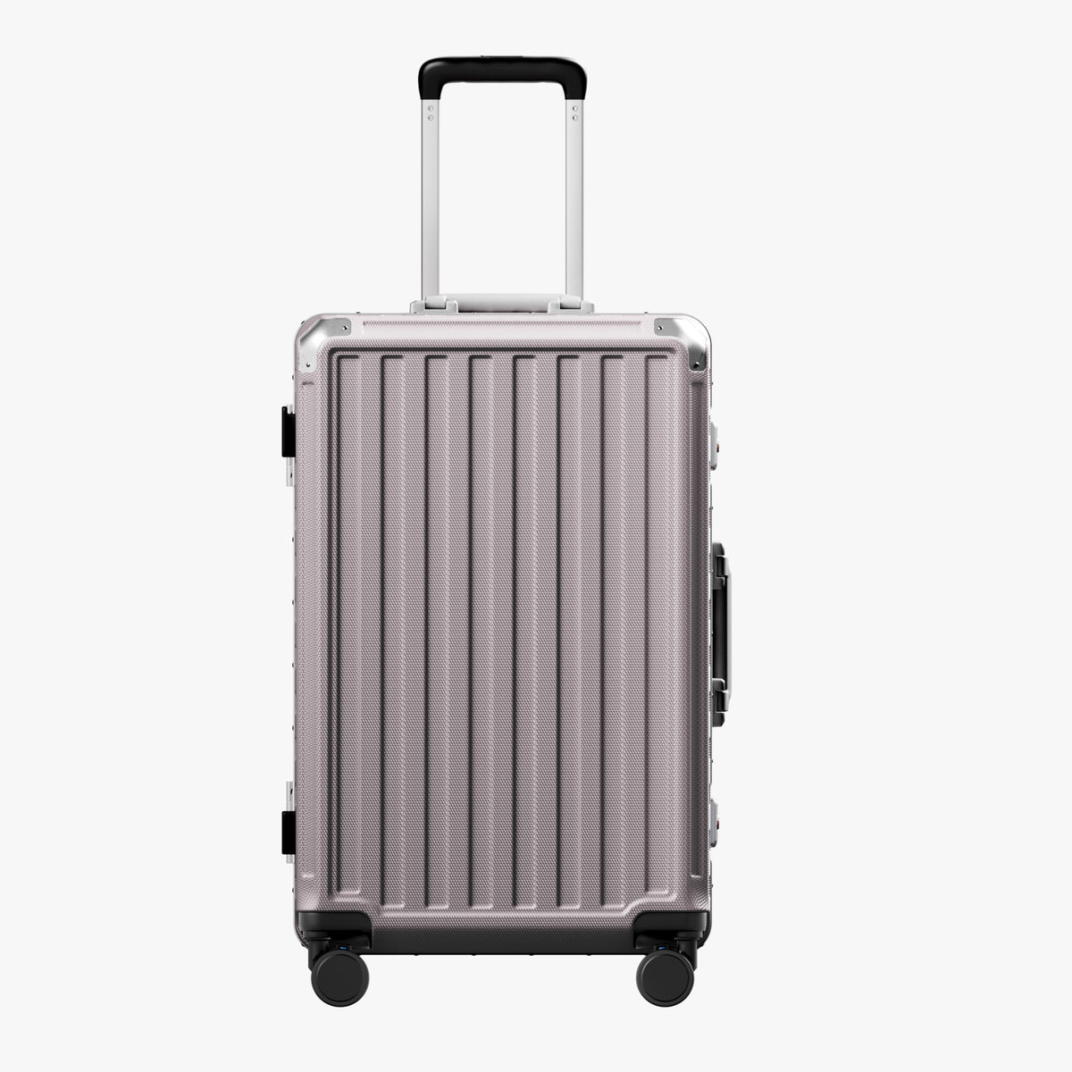 LUGGEX aluminum frame luggage suitcase set, 20-inch carry-on and 28-inch checked luggage back view with telescopic handle and spinner wheels
