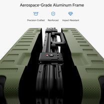 100% polycarbonate hard shell, and reinforced aluminum frame for durable protection and long-term travel use. #LUGGEX 21-inch zipperless bigger carry-on suitcase with aluminum frame and 100% polycarbonate hard shell, TSA locks, and smooth spinner wheels for durable, lightweight travel. #color_olive_green #show