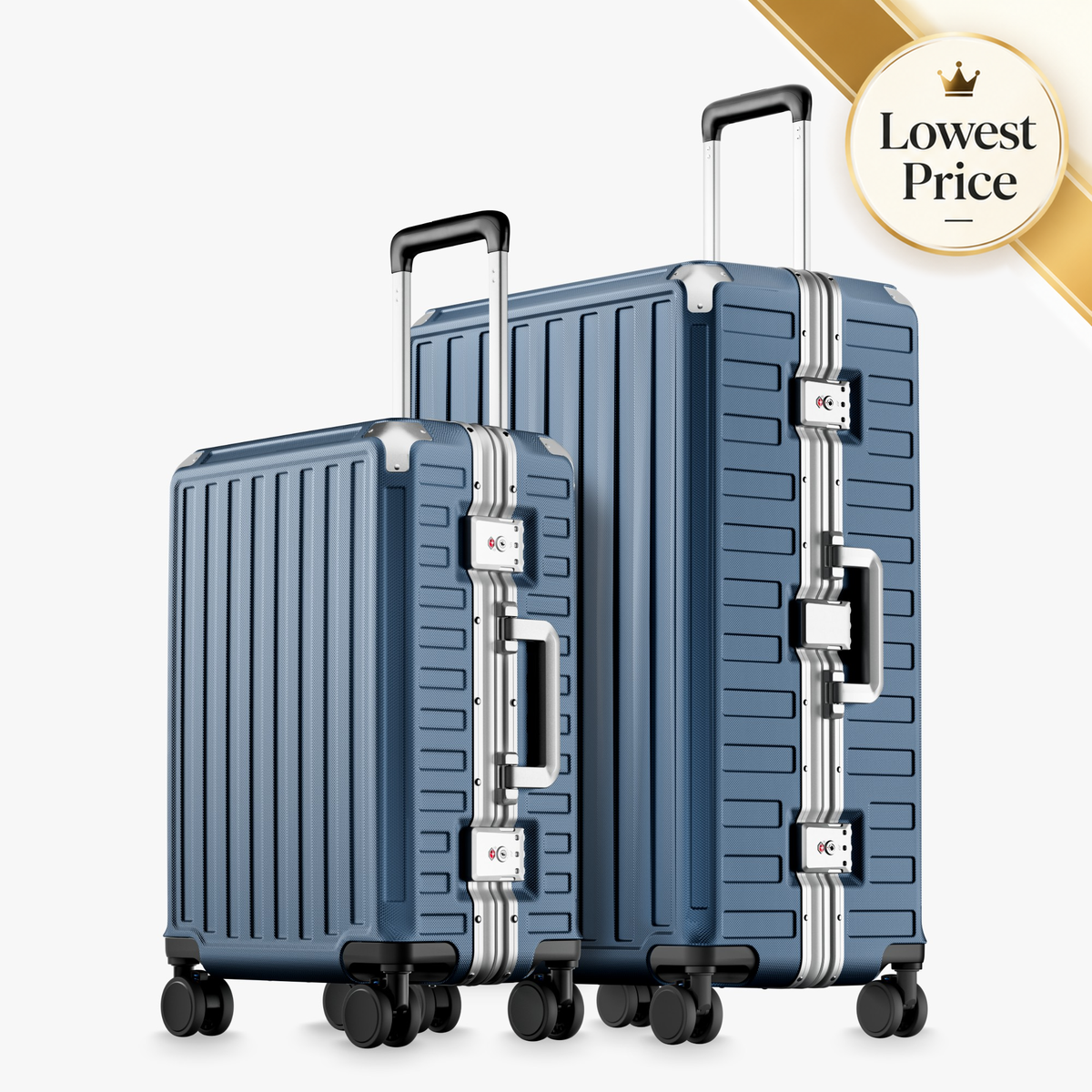 100% polycarbonate hard shell, and reinforced aluminum frame for durable protection and long-term travel use. #LUGGEX  aluminum-frame zipperless luggage set with 100% polycarbonate hard shell, TSA-approved locks, and smooth spinner wheels for durable, secure travel.

#color_Blue #show