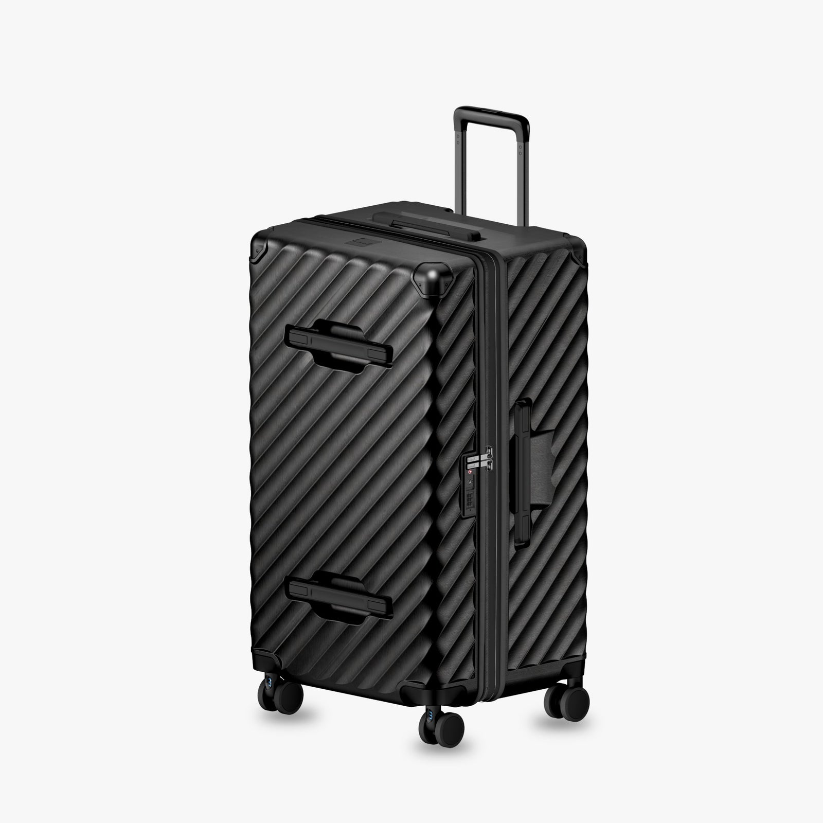 LUGGEX 30-inch expandable trunk check-in suitcase with a durable zippered design, offering extra packing capacity and stable rolling for long-haul and extended travel.

#30-inch expandable trunk check-in suitcase with zippered closure, reinforced shell, and four spinner wheels for long trips