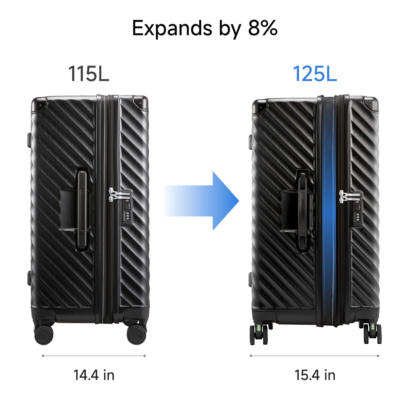LUGGEX Adventure-Proof Trunk | Deep Capacity & Expandable Design (30 Inch) Black 30-inch-expandable-trunk-suitcase-8-percent-expansion-115l-125l