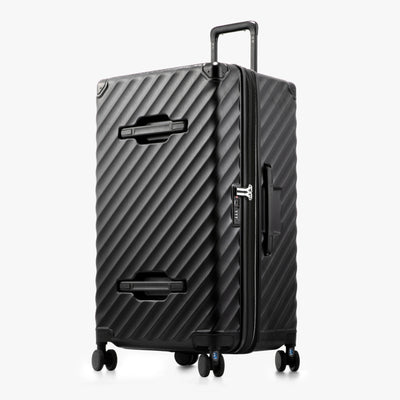 LUGGEX 30-inch expandable trunk check-in suitcase with a durable zippered design, offering extra packing capacity and stable rolling for long-haul and extended travel.

#30-inch expandable trunk check-in suitcase with zippered closure, reinforced shell, and four spinner wheels for long trips.#color_black #show