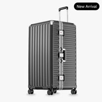 LUGGEX Zipperless aluminum 32-inch check-in luggage with a 4-stage adjustable handle, reinforced corners, dual TSA-approved locks, removable privacy divider, and shock-absorbing spinner wheels. #color_charcoal