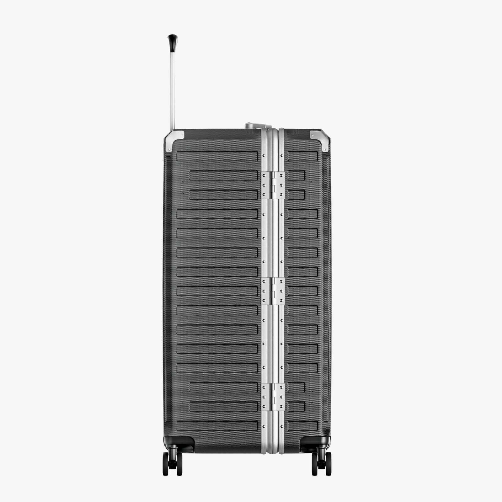 LUGGEX Zipperless aluminum 32-inch check-in luggage with a 4-stage adjustable handle, reinforced corners, dual TSA-approved locks, removable privacy divider, and shock-absorbing spinner wheels. #color_charcoal