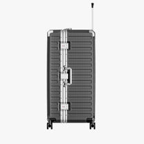 LUGGEX Zipperless aluminum 32-inch check-in luggage with a 4-stage adjustable handle, reinforced corners, dual TSA-approved locks, removable privacy divider, and shock-absorbing spinner wheels. #color_charcoal