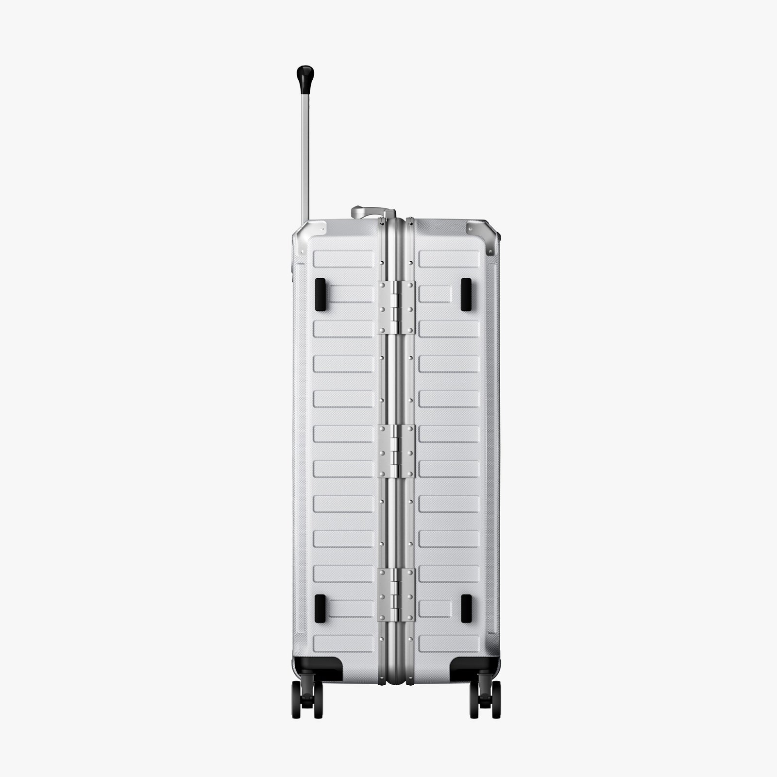 LUGGEX Zipperless aluminum 28-inch check-in luggage with a 4-stage adjustable handle, reinforced corners, dual TSA-approved locks, removable privacy divider, and shock-absorbing spinner wheels. 