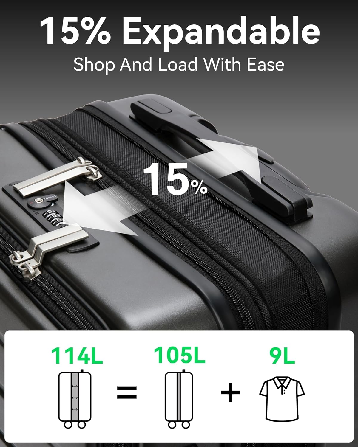 LUGGEX Expandable Luggage Set | with Laptop & USB Port (20/28)